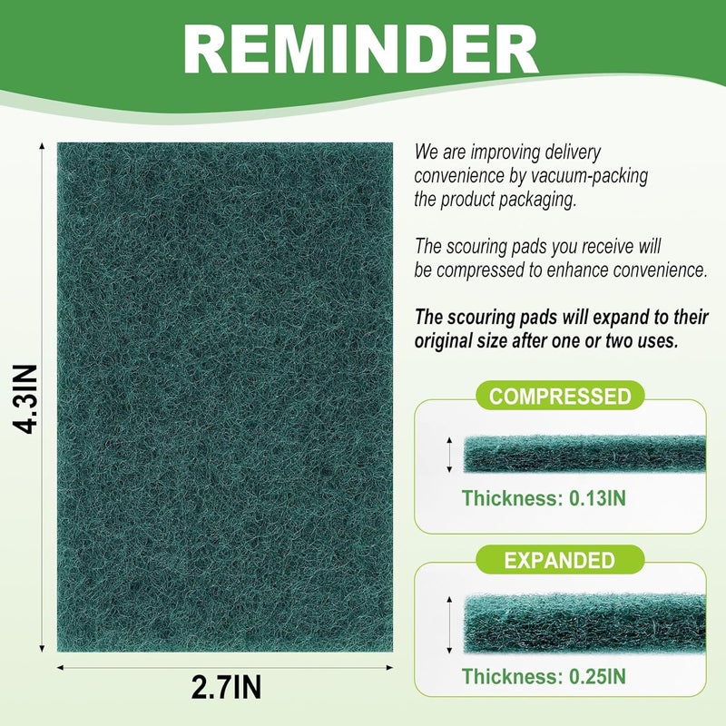 Actmuen 200 Pack Green Scrubbing Pads, Heavy Duty Scouring Pads,Dish Scrubber Reusable for Cleaning, Multipurpose Scrub Pads for Household Kitchen Dishes Pots Pans & Metal Grill- 4.3 x 2.75 x 0.3 Inches - Image 2
